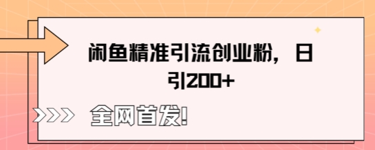 闲鱼精准引流创业粉，轻松日引200+-Scorpio丨网创
