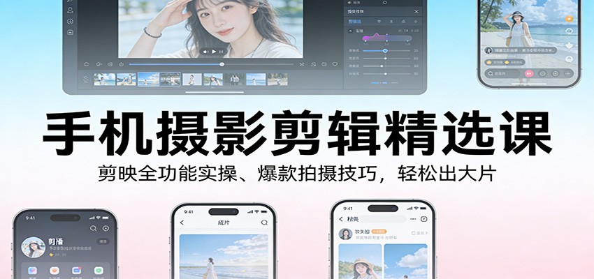 手机摄影剪辑精选课:剪映全功能实操、爆款拍摄技巧,轻松出大片-Scorpio丨网创