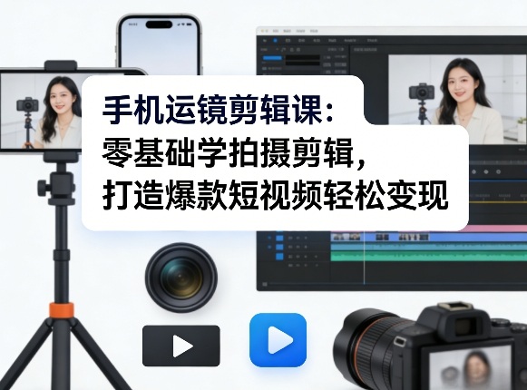 手机运镜剪辑课:零基础学拍摄剪辑,打造爆款短视频轻松变现-Scorpio丨网创