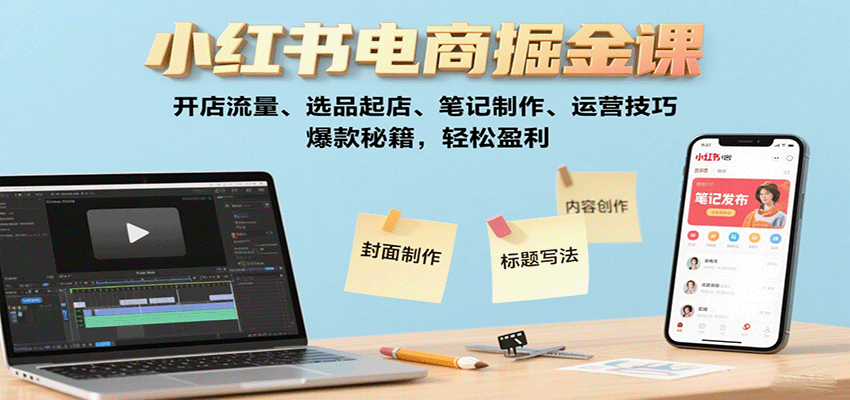 小红书电商掘金课:开店流量、选品起店、笔记制作、运营技巧,爆款秘籍,轻松盈利-Scorpio丨网创