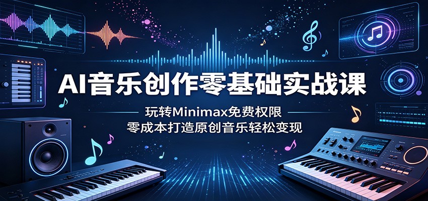AI音乐创作零基础实战课:玩转Minimax免费权限,零成本打造原创音乐轻松变现-Scorpio丨网创