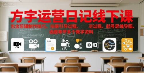 方宇运营日记线下课,包含剪辑制作技巧、拍摄引导过程、起号思维导图、选题等多个教学资料-Scorpio丨网创