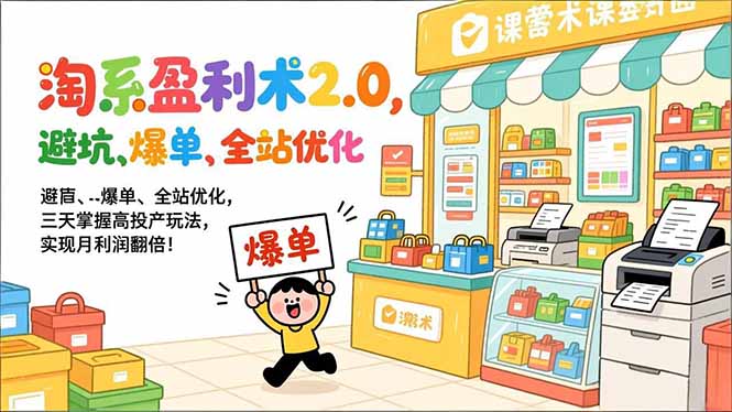 淘系盈利术2.0，避坑、爆单、全站优化，三天掌握高投产玩法，实现月利润翻倍！-Scorpio丨网创