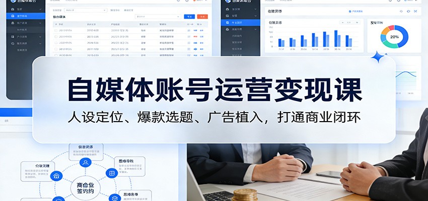 自媒体账号运营变现课:人设定位、爆款选题、广告植入,打通商业闭环-Scorpio丨网创