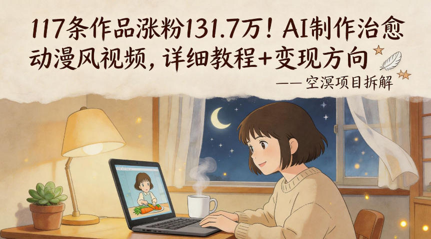 117条作品涨粉131.7W！AI制作治愈动漫风视频，详细教程+变现方向-Scorpio丨网创