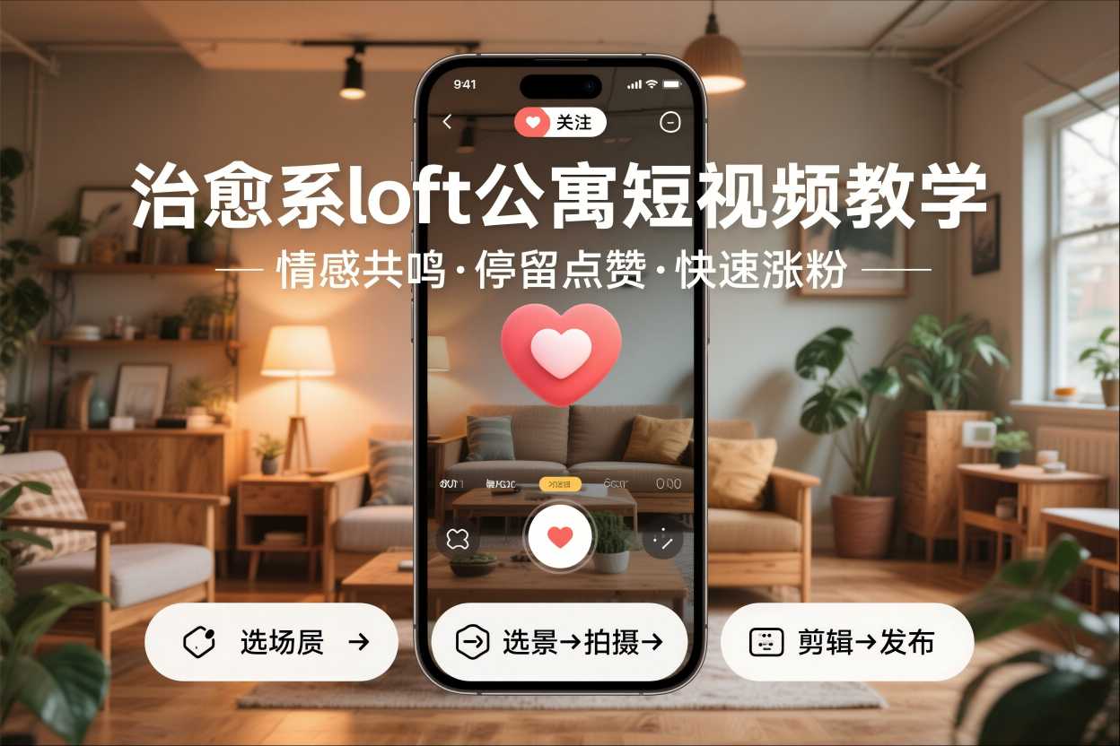 治愈系loft公寓短视频制作教学,情感共鸣引停留点赞关注,快速起号涨粉-Scorpio丨网创