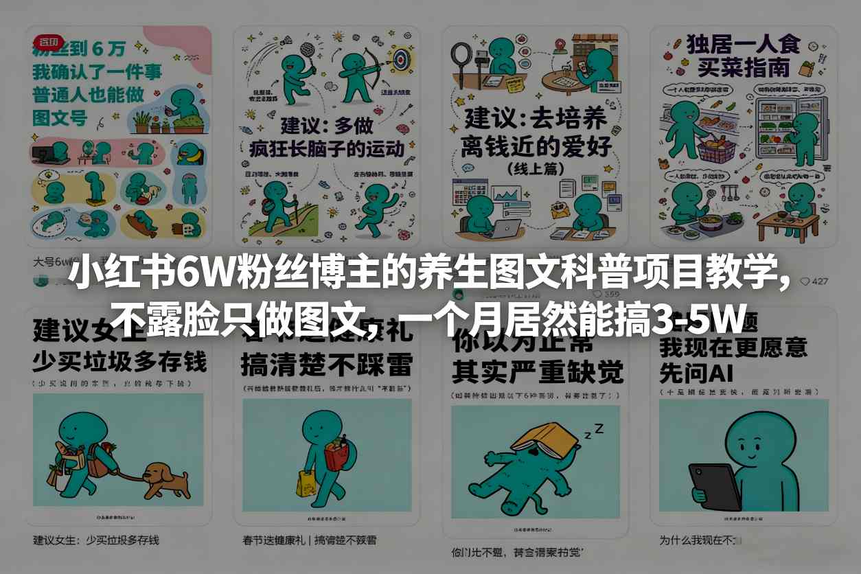 小红书6W粉丝博主的养生图文科普项目教学,不露脸只做图文,一个月居然能搞3-5W-Scorpio丨网创