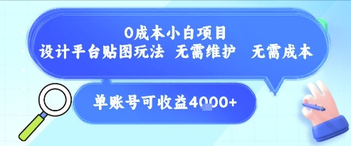 0成本小白项目，设计平台贴图玩法，无需维护，无需成本，单账号单月可产生收益4k+-Scorpio丨网创