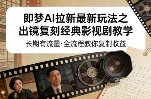 即梦AI拉新最新玩法之出镜复刻经典影视剧教学，长期有流量，全流程教你复制收益-Scorpio丨网创