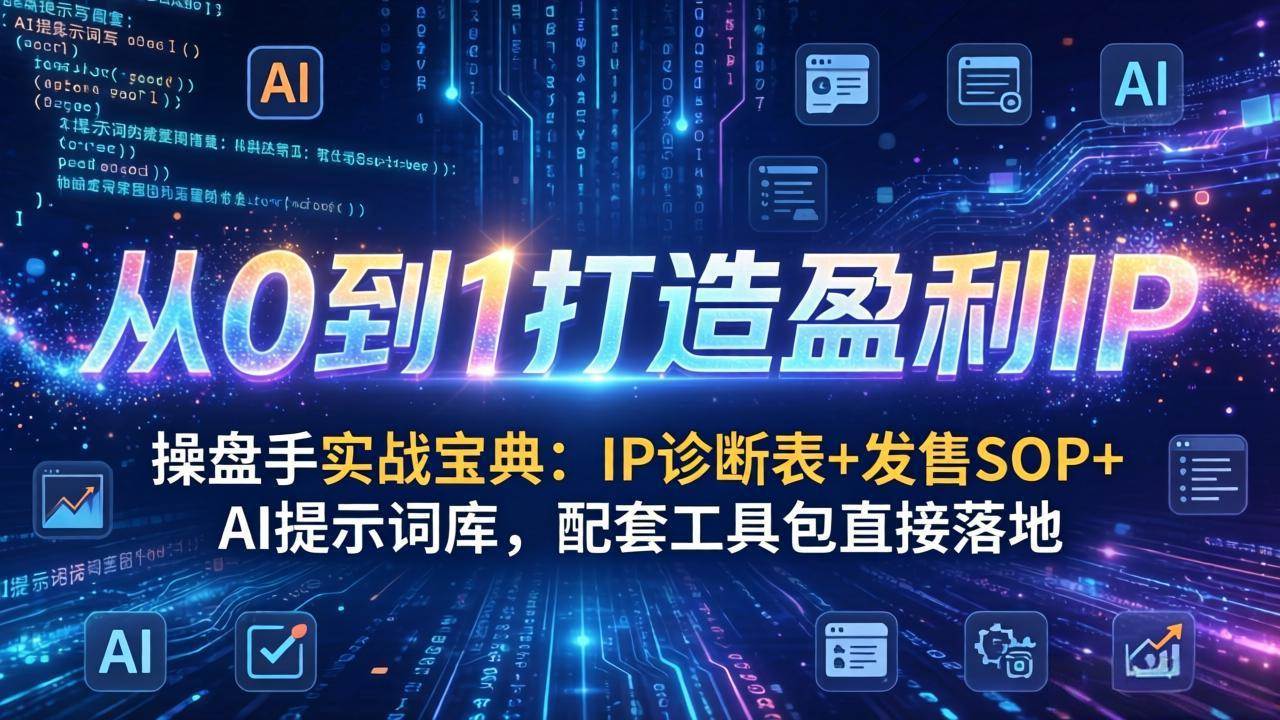（17593期）操盘手实战宝典：IP诊断表+发售SOP+AI提示词库，配套工具包直接落地，从0到1打造盈利IP-Scorpio丨网创