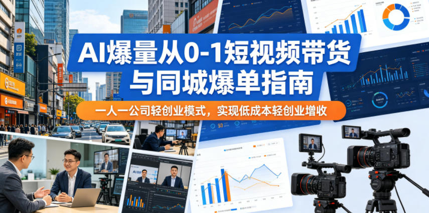 AI爆量从0-1短视频带货与同城爆单指南，一人一公司轻创业模式，实现低成本轻创业增收-Scorpio丨网创