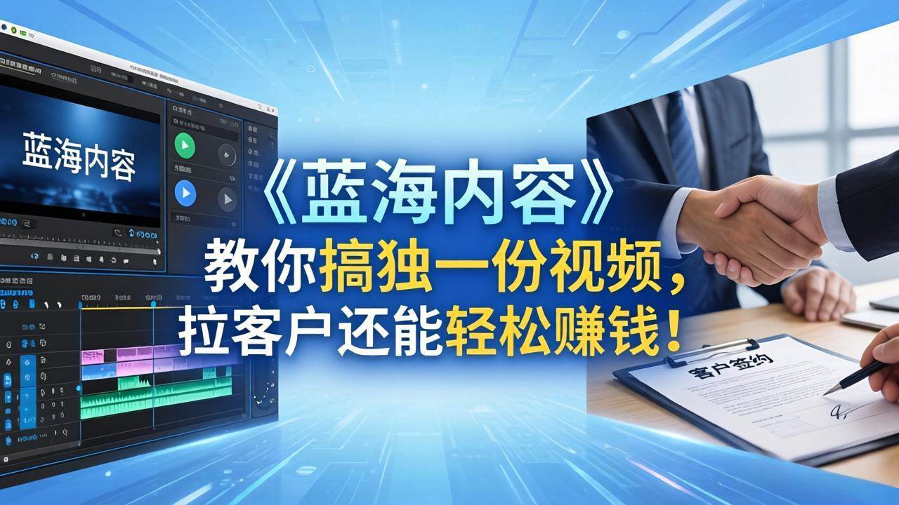 （18301期）做视频卷不动了？《蓝海内容》教你搞独一份视频，拉客户还能轻松赚钱！-Scorpio丨网创