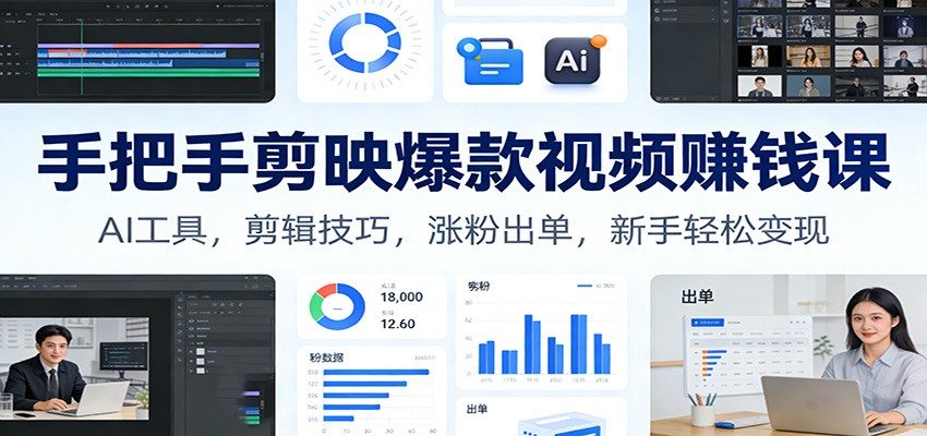 手把手剪映爆款视频赚钱课：AI工具，剪辑技巧，涨粉出单，新手轻松变现-Scorpio丨网创