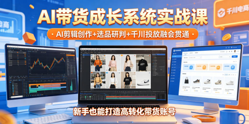 AI带货成长系统实战课,AI剪辑创作+选品研判+千川投放融会贯通,新手也能打造高转化带货账号(更新2026年)-Scorpio丨网创