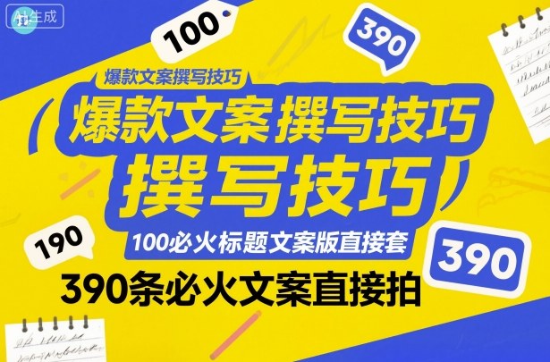 爆款文案撰写技巧,100个必火标题文案模版直接套,390条必火文案直接拍-Scorpio丨网创
