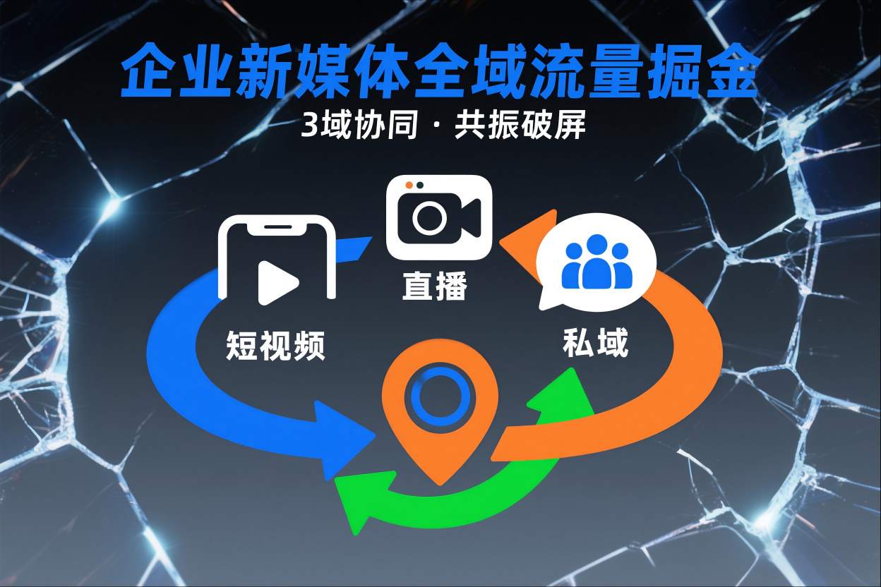 短视频全域商业模式，企业新媒体全域流量掘金，3域协同，共振破屏，短视频-直播-私域-地域-Scorpio丨网创