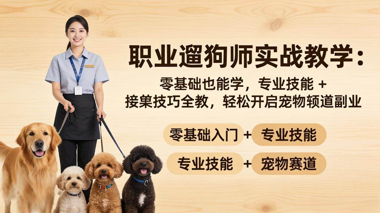 （18115期）职业遛狗师实战教学：零基础也能学，专业技能 + 接单技巧全教，轻松开启宠物赛道副业-Scorpio丨网创