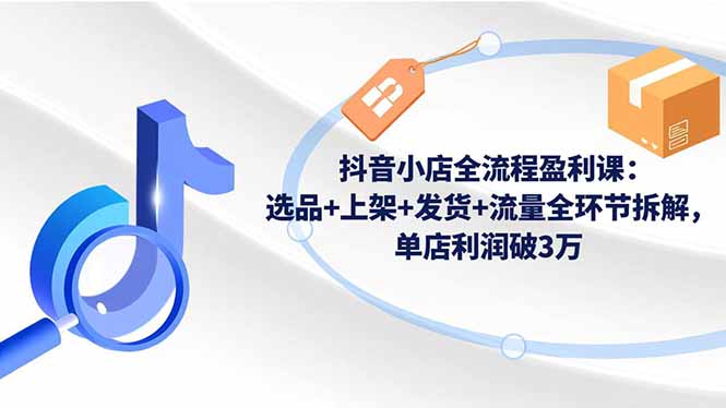 抖音小店全流程盈利课:选品+上架+发货+流量全环节拆解,单店利润破3万-Scorpio丨网创