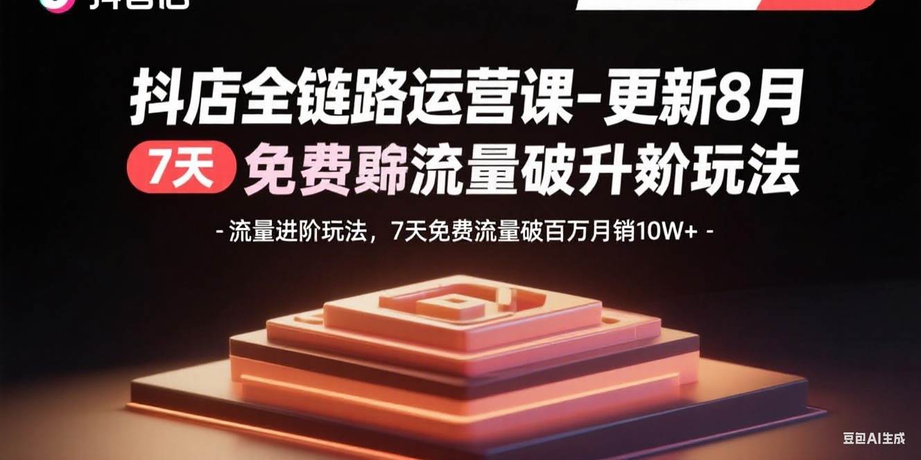 （15918期）抖店全链路运营课-更新8月：流量进阶玩法，7天免费流量破百万月销10W+-Scorpio丨网创