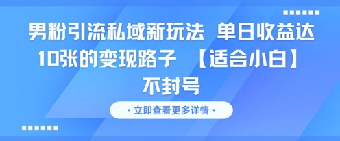 男粉引流私域新玩法，单日收益达10张的变现路子 【适合小白】不封号-Scorpio丨网创