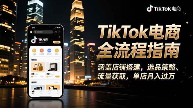 （16524期）TikTok电商全流程指南，涵盖店铺搭建、选品策略、流量获取，单店月入过万-Scorpio丨网创
