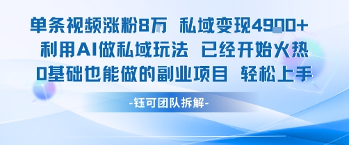 单条视频私域变现4.9k+利用AI做私域玩法 已经开始火热0基础也能做的副业项目轻松上手-Scorpio丨网创