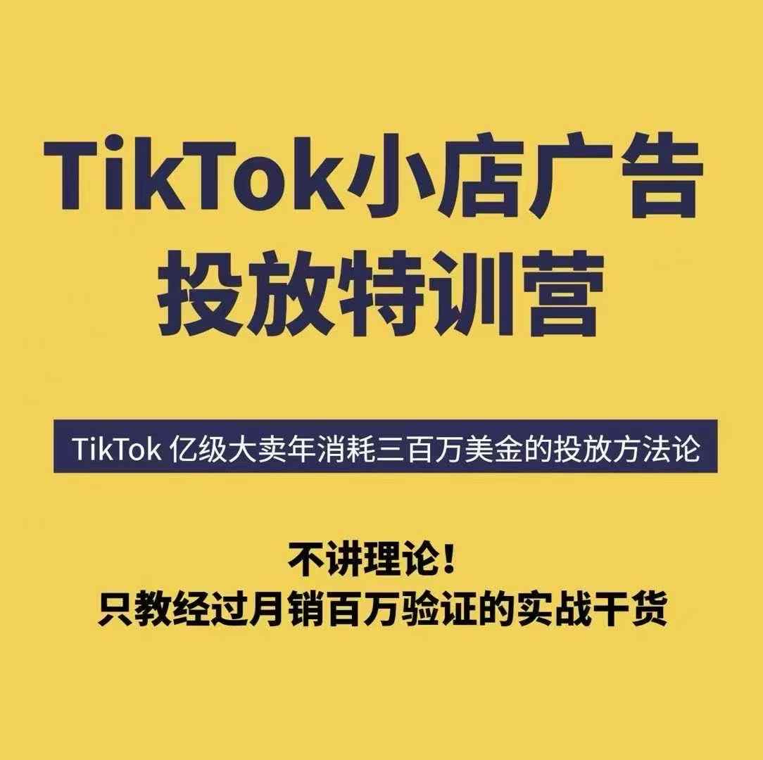 TikTok小店广告投放特训营,6天破局计划专治各种“投不动”,教你经过月销百万验证的实战干货-Scorpio丨网创
