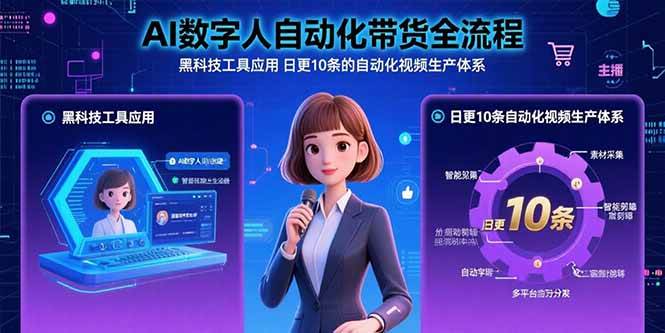 (15699期)AI数字人自动化带货全流程:黑科技工具应用 日更10条的自动化视频生产体系-Scorpio丨网创