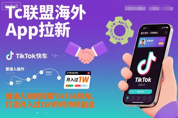 Tc联盟海外App拉新：普通人如何搭乘TikTok快车，打造月入过1W的可持续副业-Scorpio丨网创