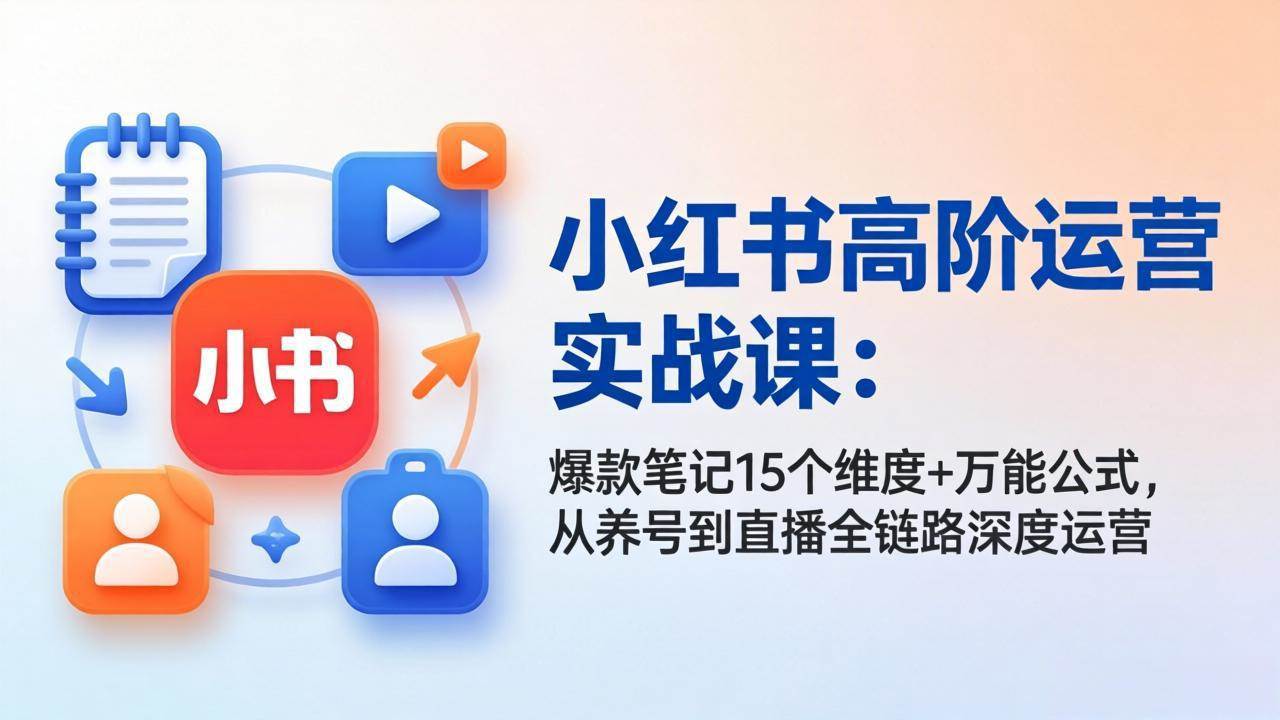 （17844期）小红书高阶运营实战课：爆款笔记15个维度+万能公式，从养号到直播全链路深度运营-Scorpio丨网创