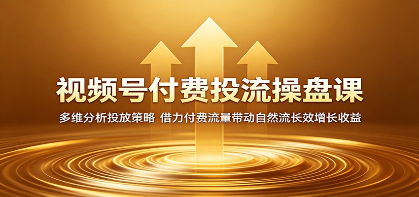 视频号付费投流操盘课:多维分析投放策略,借力付费流量带动自然流长效增长收益-Scorpio丨网创