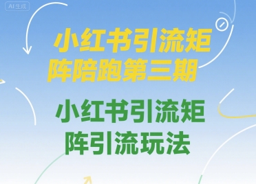 小红书引流矩阵陪跑第三期,小红书引流矩阵引流玩法-Scorpio丨网创