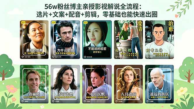 (18579期)56万粉丝博主亲授影视解说全流程:选片+文案+配音+剪辑,零基础也能快速出圈-Scorpio丨网创