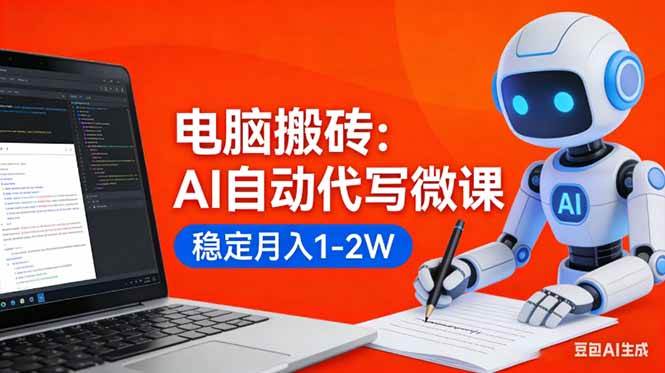 （17582期）电脑搬砖：AI自动代写微课，稳定月入1-2W，提供接单渠道，0门槛小白可做！-Scorpio丨网创