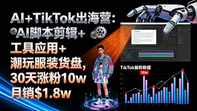 (16108期)AI+TikTok出海营:AI脚本剪辑+工具应用+潮玩服装货盘,30天涨粉10w月销$1.8w-Scorpio丨网创