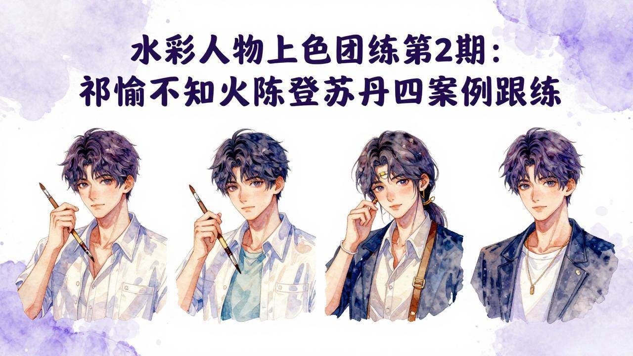 （17954期）水彩人物上色团练第2期：祁煜不知火陈登苏丹四案例跟练，手把手提升绘画能力-Scorpio丨网创