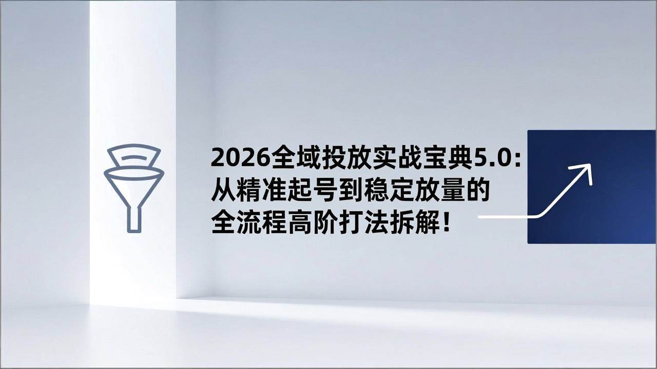 （17156期）2026全域投放实战宝典5.0：从精准起号到稳定放量的全流程高阶打法拆解！-Scorpio丨网创