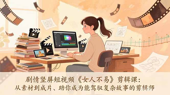 （17305期）剧情竖屏短视频《女人不易》剪辑课：从素材到成片、助你成为能驾驭复杂故事的剪辑师-Scorpio丨网创