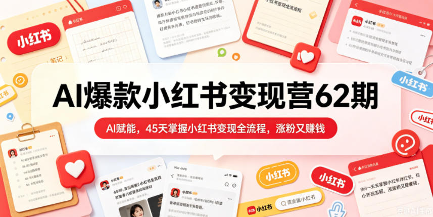 AI爆款小红书变现营62期2026年5月，AI赋能，45天掌握小红书变现全流程，涨粉又賺钱-Scorpio丨网创