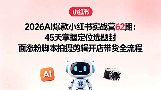 （18606期）2026AI爆款小红书实战营62期：45天掌握定位选题封面涨粉脚本拍摄剪辑开店带货全流程-Scorpio丨网创