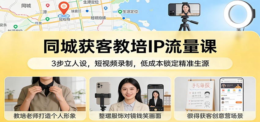 同城获客教培IP流量课：3步立人设，短视频录制，低成本锁定精准生源-Scorpio丨网创