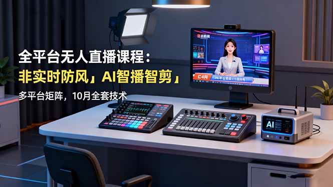 (16279期)全平台无人直播课程:非实时防风+AI智播智剪+多平台矩阵,10月全套技术-Scorpio丨网创