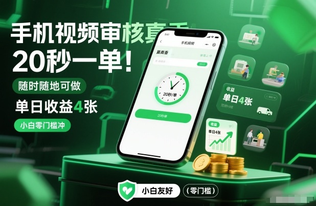 手机视频审核真香!20秒一单,随时随地可做,单日收益4张,小白零门槛冲【揭秘】-Scorpio丨网创