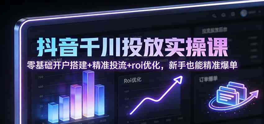 抖音千川投放实操课：零基础开户搭建+精准投流+roi优化，新手也能精准爆单-Scorpio丨网创
