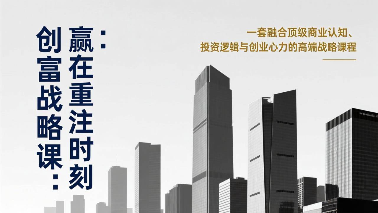 （17337期）《创富战略课：赢在重注时刻》一套融合顶级商业认知、投资逻辑与创业心力的高端战略课程-Scorpio丨网创