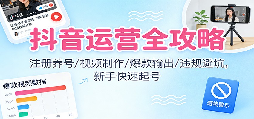 抖音运营全攻略:注册养号/视频制作/爆款输出/违规避坑,新手快速起号-Scorpio丨网创
