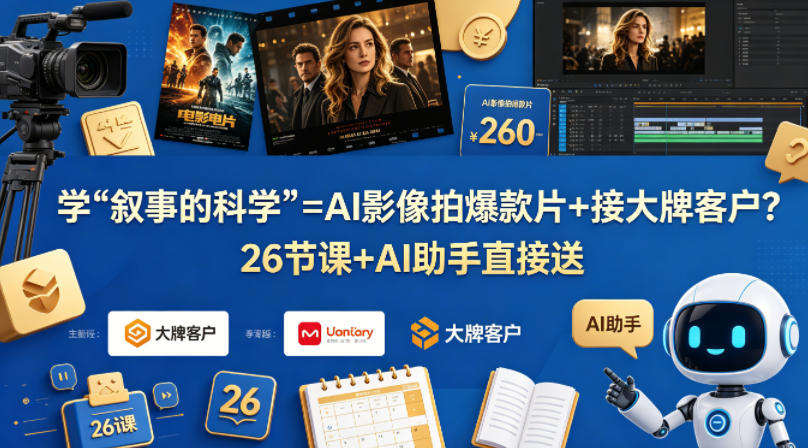 学《叙事的科学》=AI影像拍爆款片+接大牌客户？26节课+AI助手直接送【原创双语字幕】-Scorpio丨网创