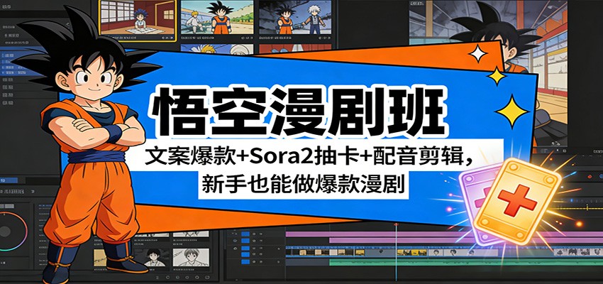 悟空漫剧班：文案爆款+Sora2抽卡+配音剪辑，新手也能做爆款漫剧-Scorpio丨网创