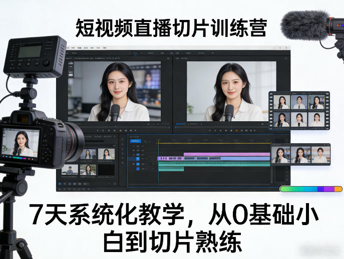 短视频直播切片训练营，7天系统化教学，从0基础小白到切片熟练-Scorpio丨网创