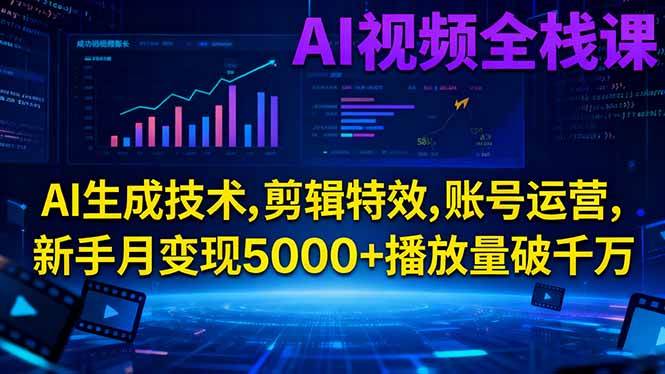 （16603期）AI视频全栈课:AI生成技术,剪辑特效,账号运营,新手月变现5000+播放量破千万-Scorpio丨网创